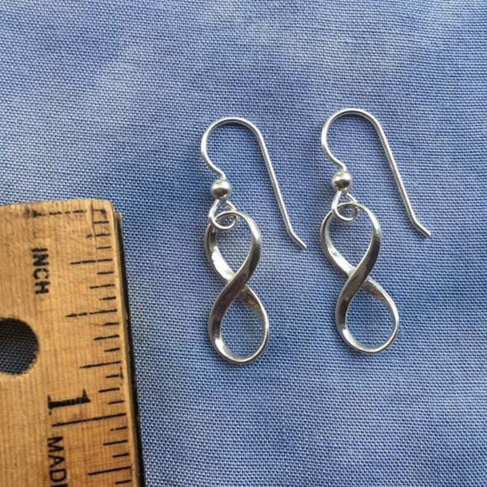 Mobius Silver Small Infinity Earrings, Dangling I… - image 3